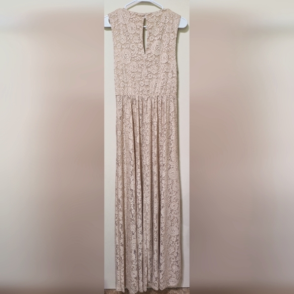 Show Me Your MuMu large sleeveless champagne lace Sandra maxi dress v-neck - Picture 5 of 8